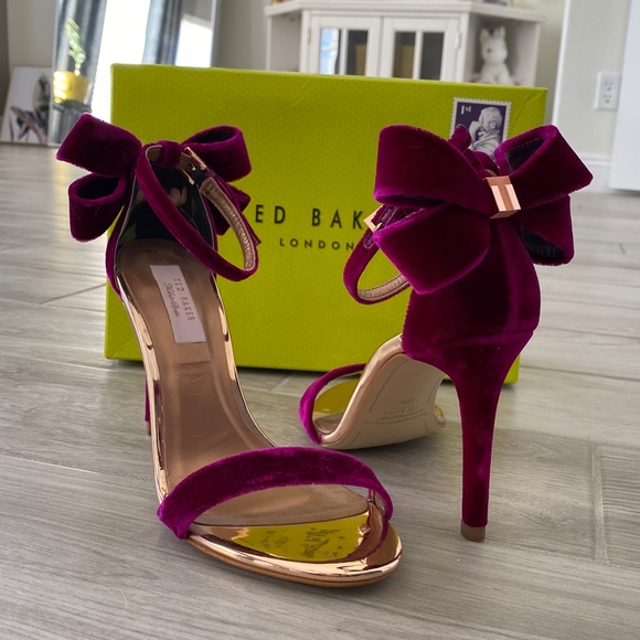 Ted Baker Deep Pink Velvet Heels 